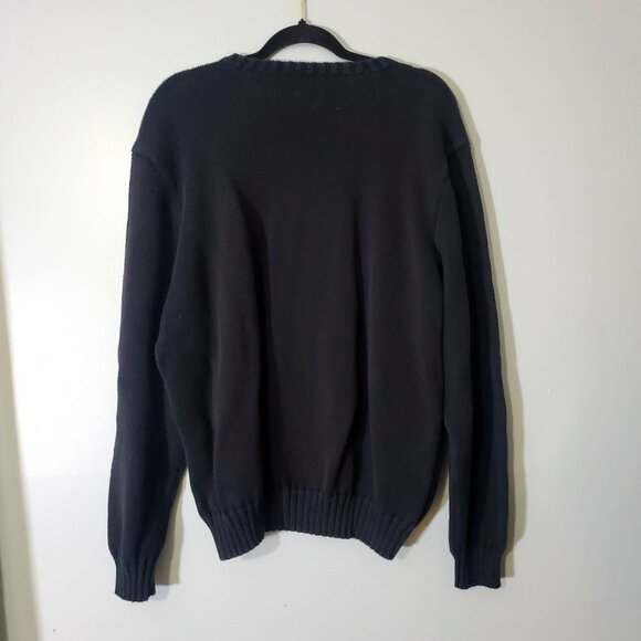 Vintage Polo Ralph Lauren Cotton Knit Crewneck Sweater, Black Preppy Cotton XL - Picture 5 of 8